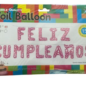 Globos Feliz Cumpleanos ros con corazones